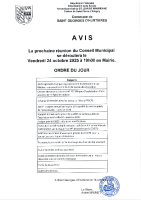 ORDRE DU JOUR DU PROCHAIN CONSEIL